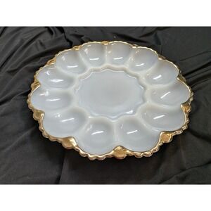 Vintage Milk Glass Anchor Hocking Fire-King Deviled Egg Plate